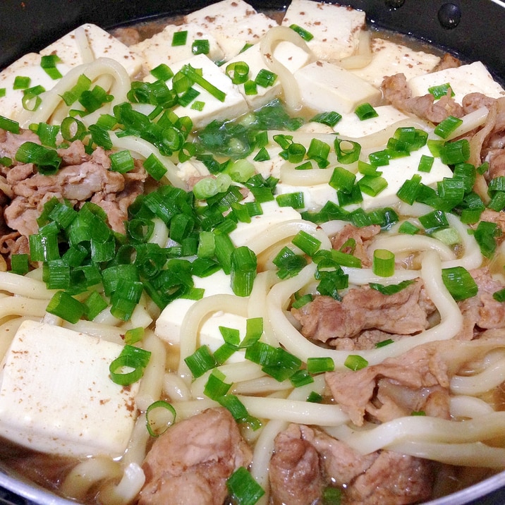 我が家の定番☆肉豆腐うどん